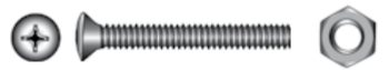 Foto - SLOTTED COUNTERSUNK HEAD SCREW WITH NUT, S/S, M8 x 60 (2 PCS)